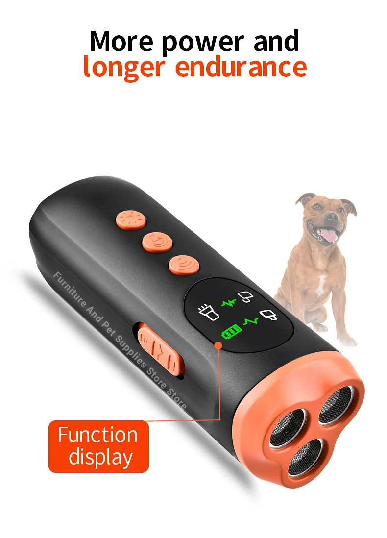 New portable outdoor dog repellent, high-power intelligent cat repellent, anti barking ultrasonic dog repellent with flashlight