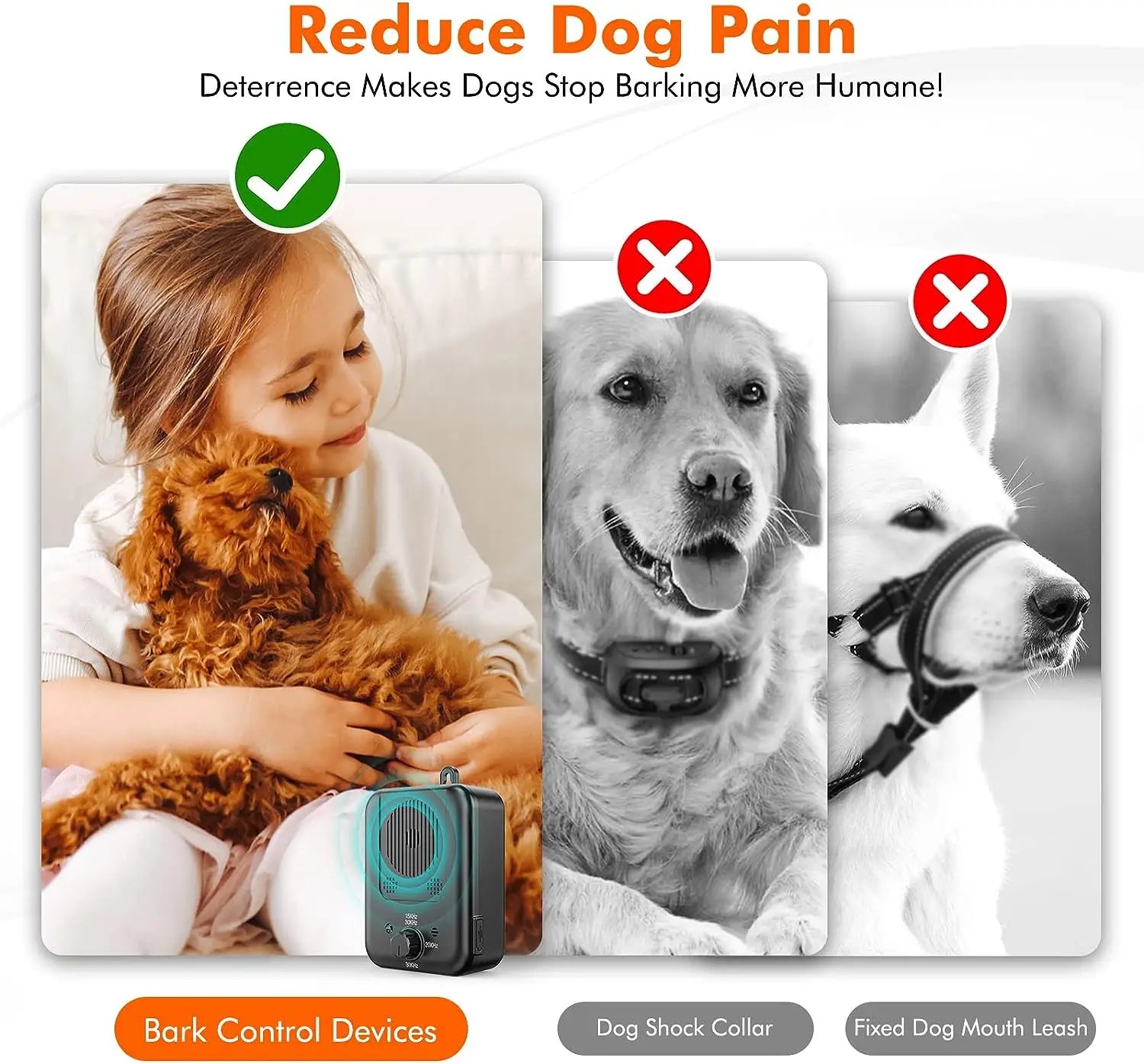 Anti-Dog Barking Device 3 Gears Ultra-Sonic Dog Bark Control Deterrent Devices Rechargeable & Waterproof Stop Dog Barking Device