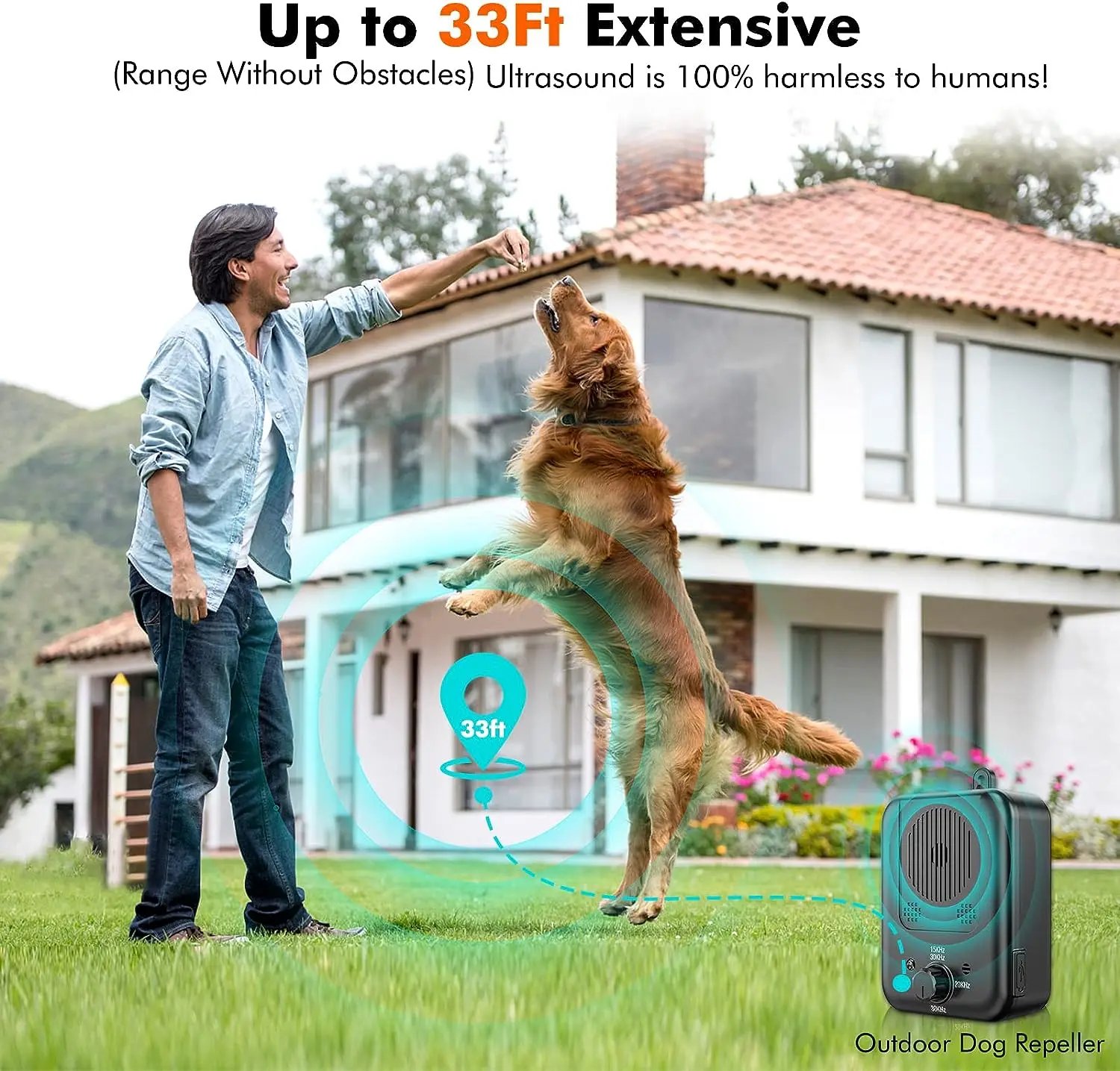 Anti-Dog Barking Device 3 Gears Ultra-Sonic Dog Bark Control Deterrent Devices Rechargeable & Waterproof Stop Dog Barking Device