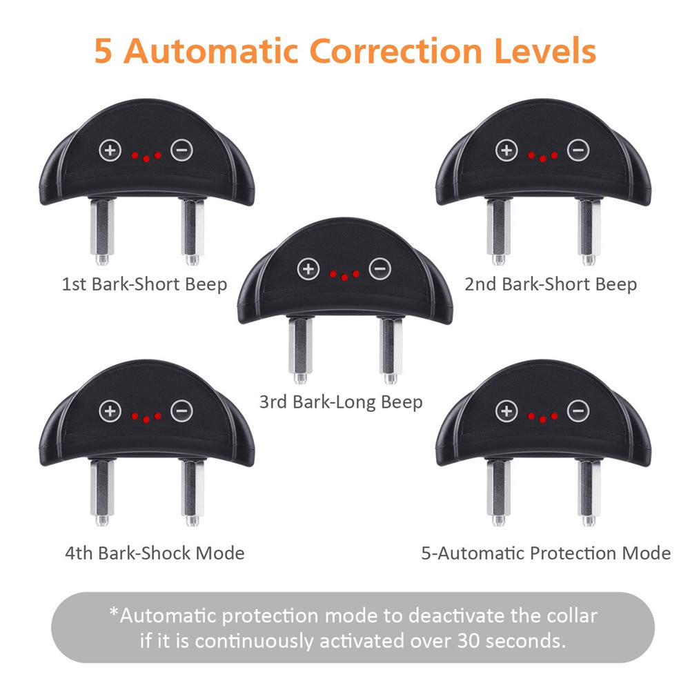 Dog Anti-Bark Collar for Large Dogs , Static Shock & Vibration Training Collar with 5 Adjustable Sensitivity Levels Beep & Shock Dog Anti-Bark Collar for Large Dogs , Static Shock & Vibration Training Collar with 5 Adjustable Sensitivity Levels Beep & Shock