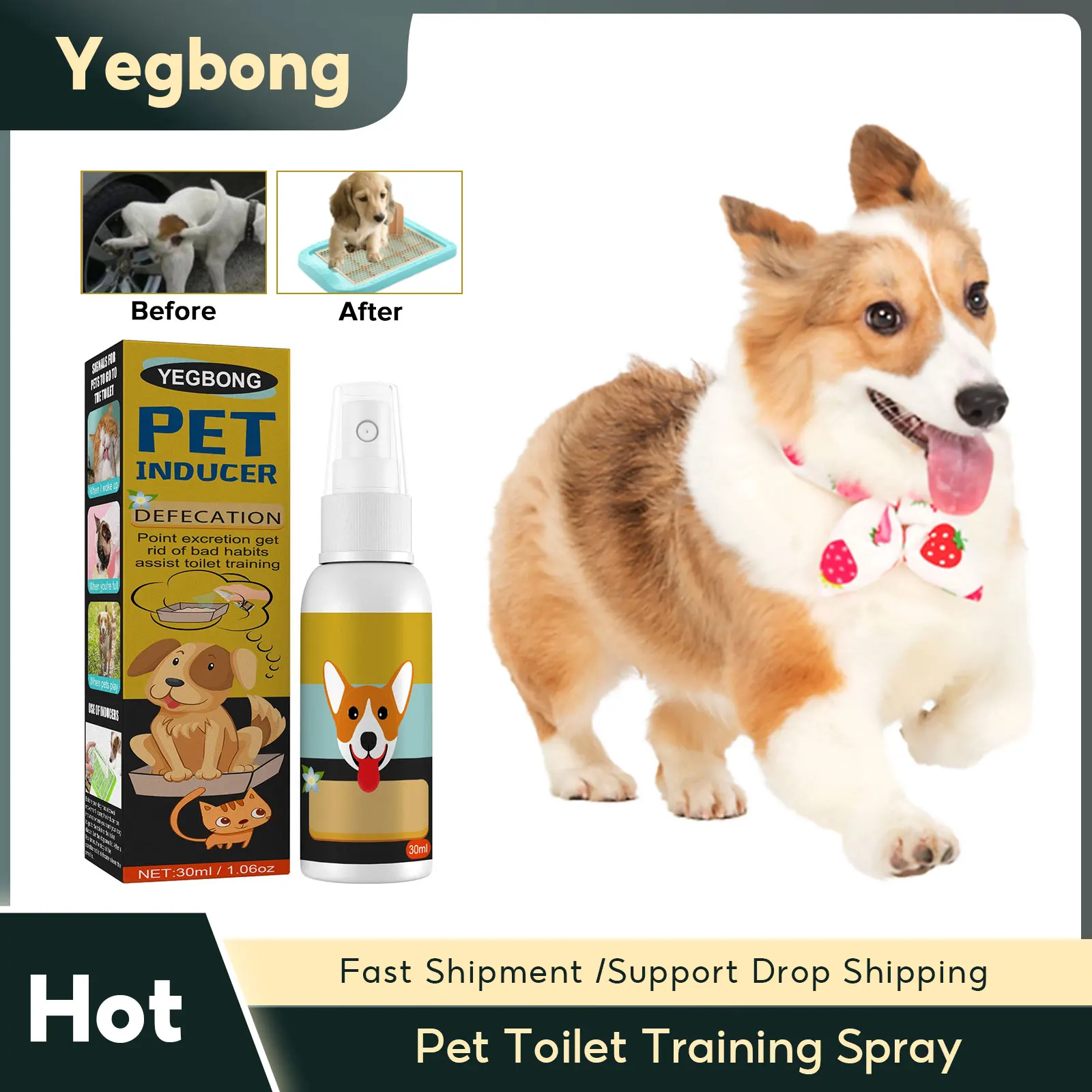 Pet Toilet Training Spray Puppy Positioning Defecation Cats Potty Training Indoor Outdoor Portable Location Dogs Spray Inducer