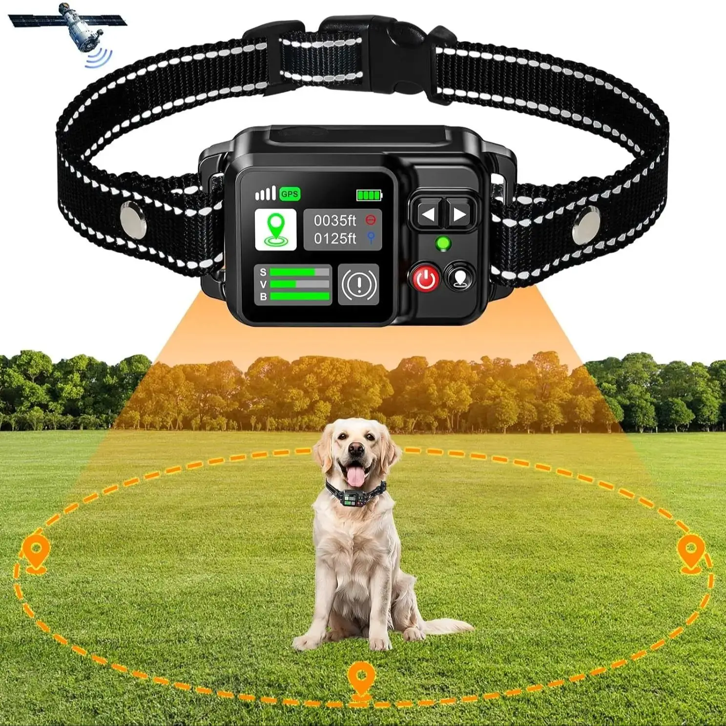 GPS Wireless Dog Fencing System - Electric dog fencing with GPS Electric Satellite Technology, Pet Fencing System Range 15 ~ 200 GPS Wireless Dog Fencing System - Electric dog fencing with GPS Electric Satellite Technology, Pet Fencing System Range 15 ~ 200