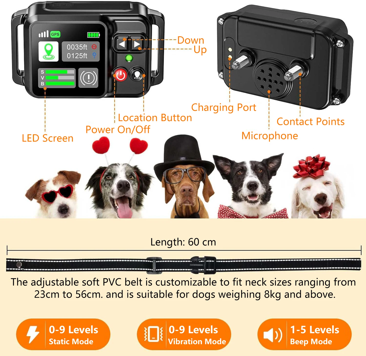 GPS Wireless Dog Fencing System - Electric dog fencing with GPS Electric Satellite Technology, Pet Fencing System Range 15 ~ 200 GPS Wireless Dog Fencing System - Electric dog fencing with GPS Electric Satellite Technology, Pet Fencing System Range 15 ~ 200