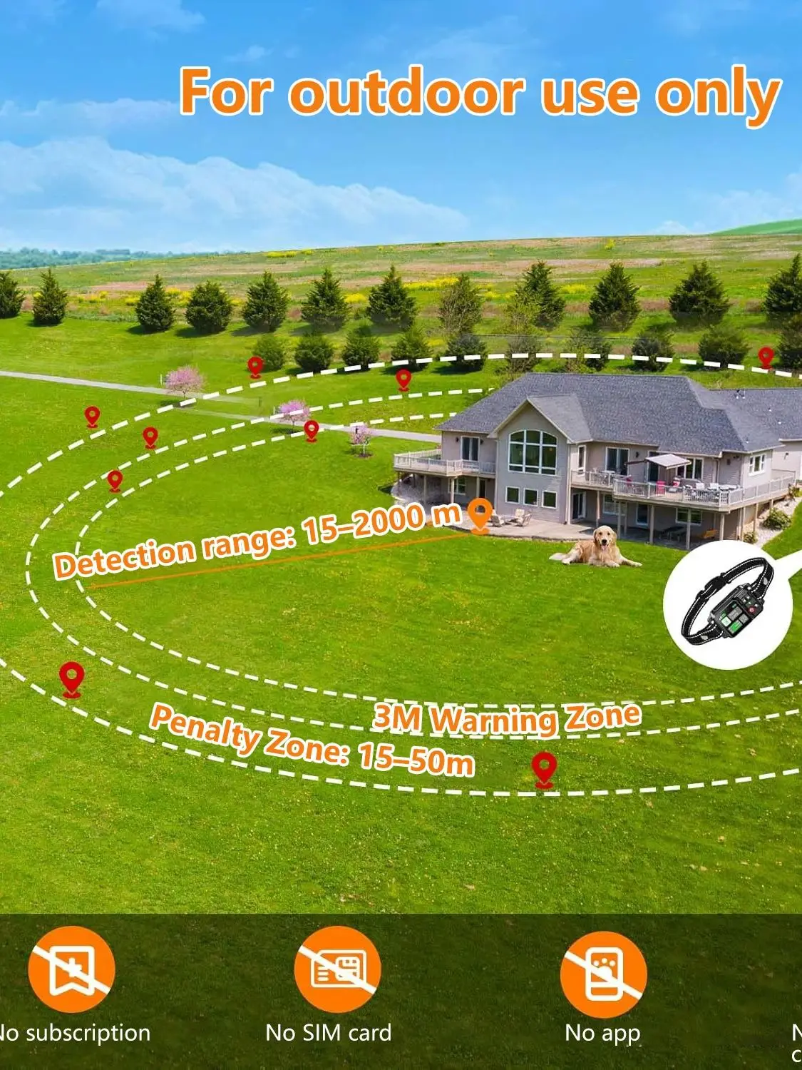 GPS Wireless Dog Fencing System - Electric dog fencing with GPS Electric Satellite Technology, Pet Fencing System Range 15 ~ 200 GPS Wireless Dog Fencing System - Electric dog fencing with GPS Electric Satellite Technology, Pet Fencing System Range 15 ~ 200