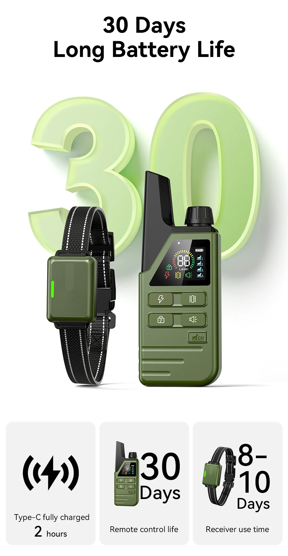 ROJECO Electric Dog Training Collar Remote Control Rechargeable Training Collar For Pet Dog Puppy Bark Control Stop Shock Collar ROJECO Electric Dog Training Collar Remote Control Rechargeable Training Collar For Pet Dog Puppy Bark Control Stop Shock Collar