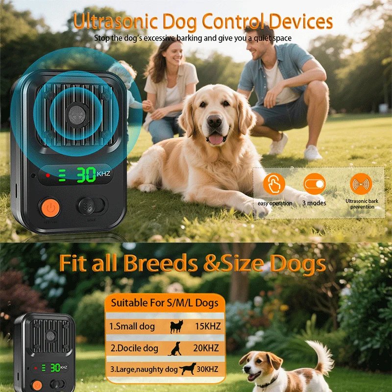 30kHz Frequency Portable Dog Repeller Three Level Adjustment Adjustable Repelling Distance Suitable Indoor Placement Outdoor