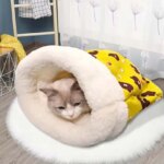 New warm cat nest in autumn and winter closed cat bed cute cat sleeping bag Christmas essential pet supplies - Image 5