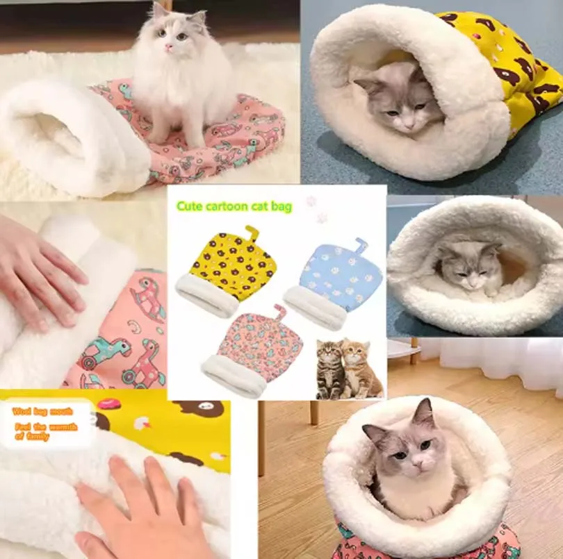 New warm cat nest in autumn and winter closed cat bed cute cat sleeping bag Christmas essential pet supplies