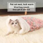 New warm cat nest in autumn and winter closed cat bed cute cat sleeping bag Christmas essential pet supplies - Image 2