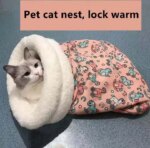New warm cat nest in autumn and winter closed cat bed cute cat sleeping bag Christmas essential pet supplies - Image 6