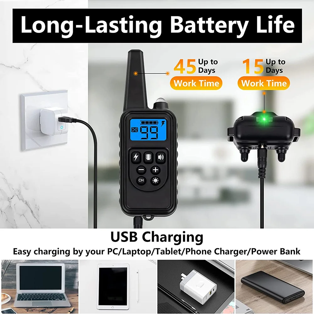 800m Digital Dog Training Collar Waterproof Rechargeable Remote Control Pet with LCD Display for All Size Shock Vibration Sound 800m Digital Dog Training Collar Waterproof Rechargeable Remote Control Pet with LCD Display for All Size Shock Vibration Sound