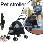 Pet Stroller Dogs Cats Teddy Bear Baby Stroller Small Pet Stroller Light and Foldable Suitable Outdoor Travel Dog Cat Supplies