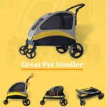 Portable Dog Stroller 4 Wheels for Large Dogs Foldable Pet Cat Travel Carriage Stroller Breathable Carrier for Outside Play - Image 5