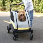Portable Dog Stroller 4 Wheels for Large Dogs Foldable Pet Cat Travel Carriage Stroller Breathable Carrier for Outside Play - Image 4