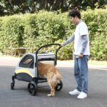 Portable Dog Stroller 4 Wheels for Large Dogs Foldable Pet Cat Travel Carriage Stroller Breathable Carrier for Outside Play - Image 2