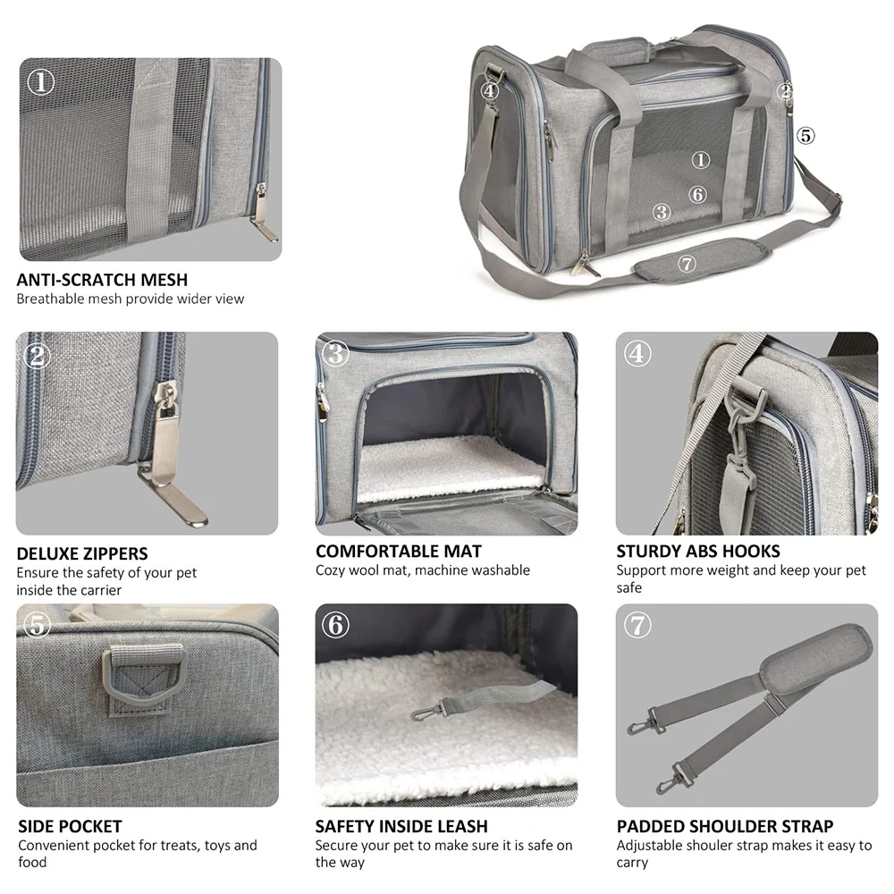 1PC Cat, Dog Carrier for Small Medium Cats Puppies up to 15 Lbs, Collapsible Travel Puppy Carrier 1PC Cat, Dog Carrier for Small Medium Cats Puppies up to 15 Lbs, Collapsible Travel Puppy Carrier