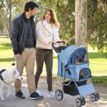 Foldable Carrier Strolling Cart 4 Wheel Pet Stroller for Cat, Dog w/ Cup Holder - Image 5