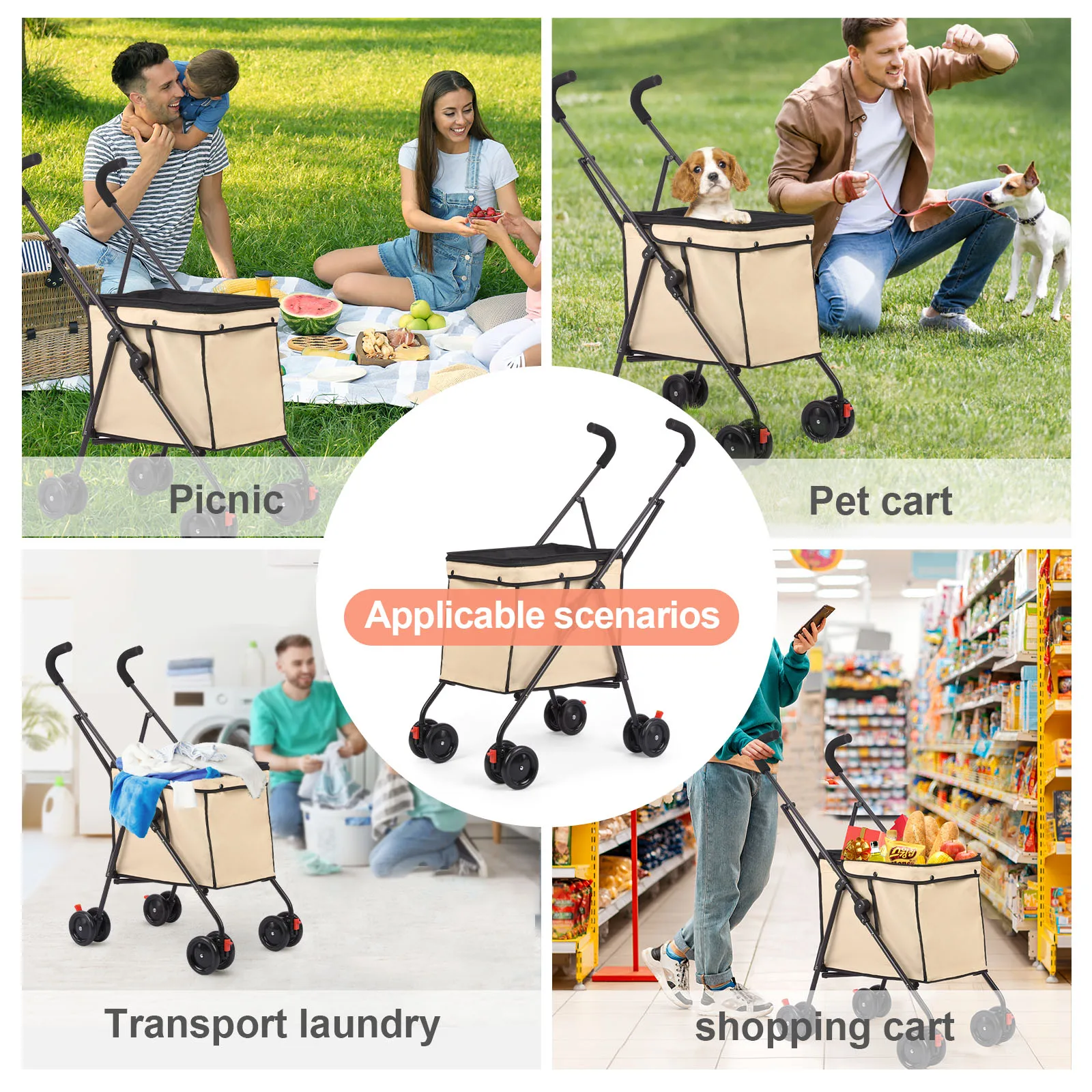 Wedyvko Shopping Trolley 33lbs 4 Wheels Dog Stroller Rotate Pink Pet Puppy StrollerTravel Hand Cart Folding einkaufswagen Wedyvko Shopping Trolley 33lbs 4 Wheels Dog Stroller Rotate Pink Pet Puppy StrollerTravel Hand Cart Folding einkaufswagen