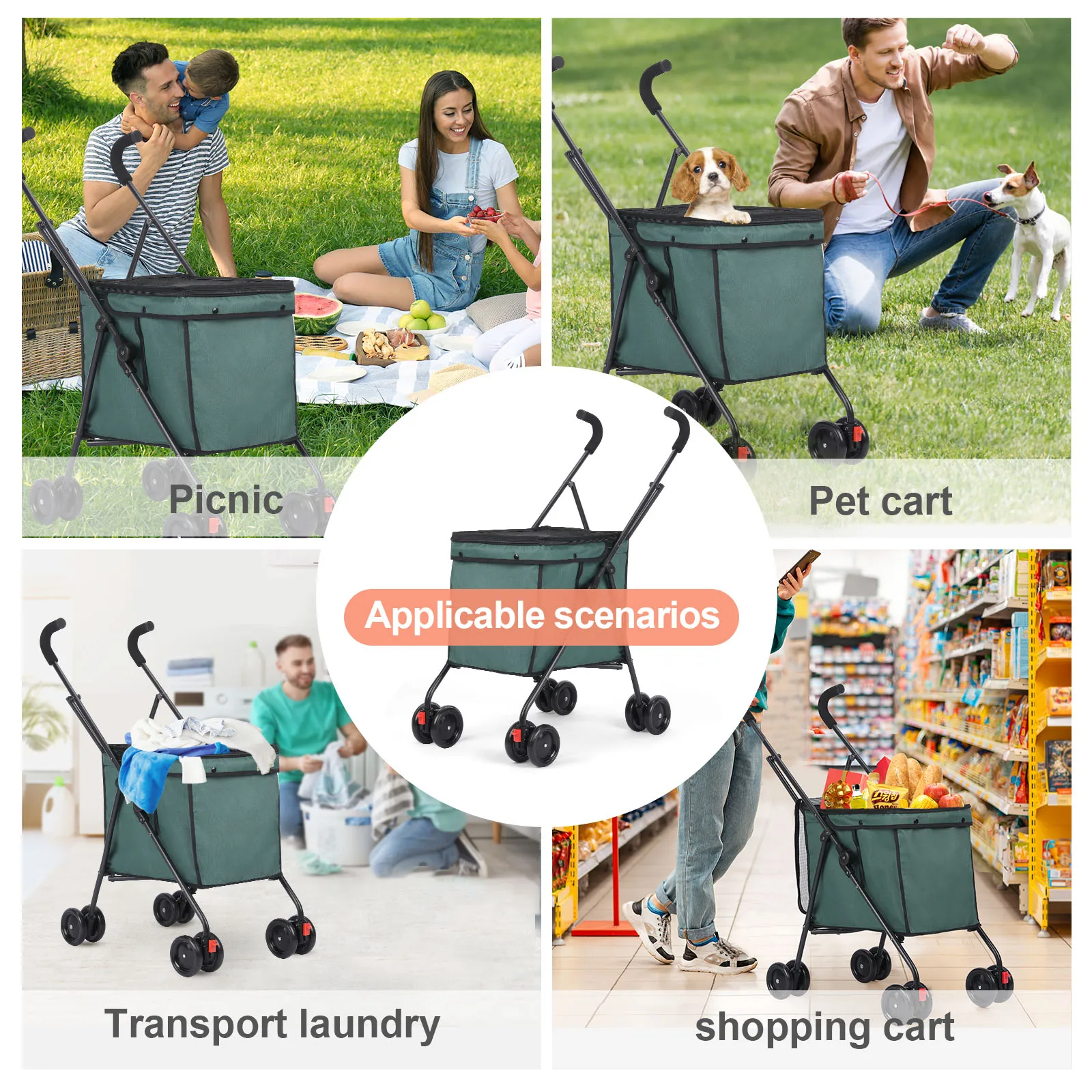 Wedyvko Shopping Trolley 33lbs 4 Wheels Dog Stroller Rotate Pink Pet Puppy StrollerTravel Hand Cart Folding einkaufswagen Wedyvko Shopping Trolley 33lbs 4 Wheels Dog Stroller Rotate Pink Pet Puppy StrollerTravel Hand Cart Folding einkaufswagen