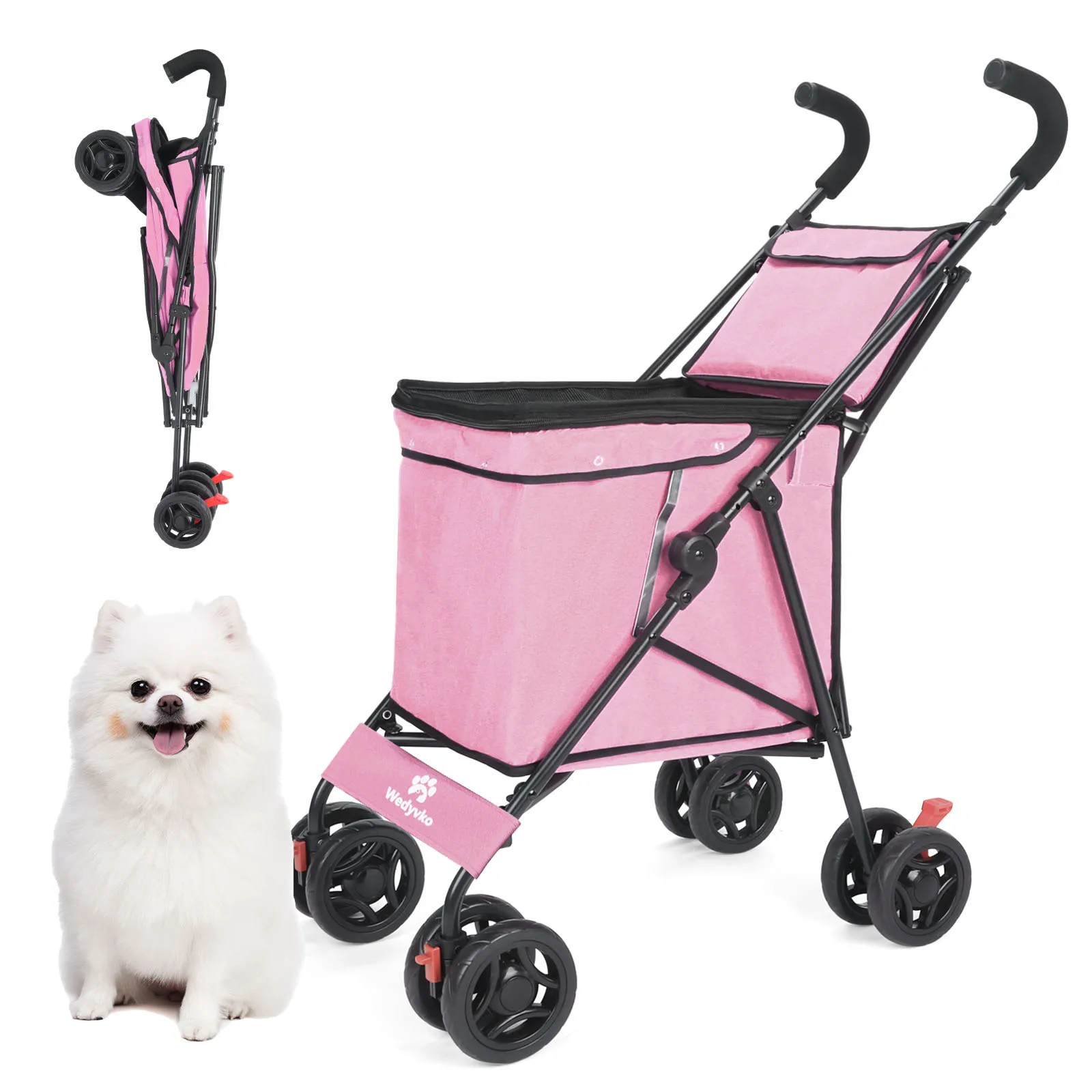 Wedyvko Shopping Trolley 33lbs 4 Wheels Dog Stroller Rotate Pink Pet Puppy StrollerTravel Hand Cart Folding einkaufswagen Wedyvko Shopping Trolley 33lbs 4 Wheels Dog Stroller Rotate Pink Pet Puppy StrollerTravel Hand Cart Folding einkaufswagen