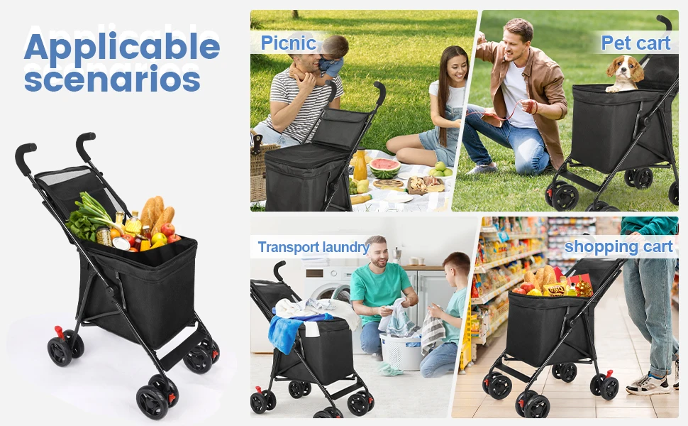 Multifunctional Cart Folding Portable Durable Lightweight Market Purchase Bag Trolley,Pet Stroller,For Picnic Multifunctional Cart Folding Portable Durable Lightweight Market Purchase Bag Trolley,Pet Stroller,For Picnic