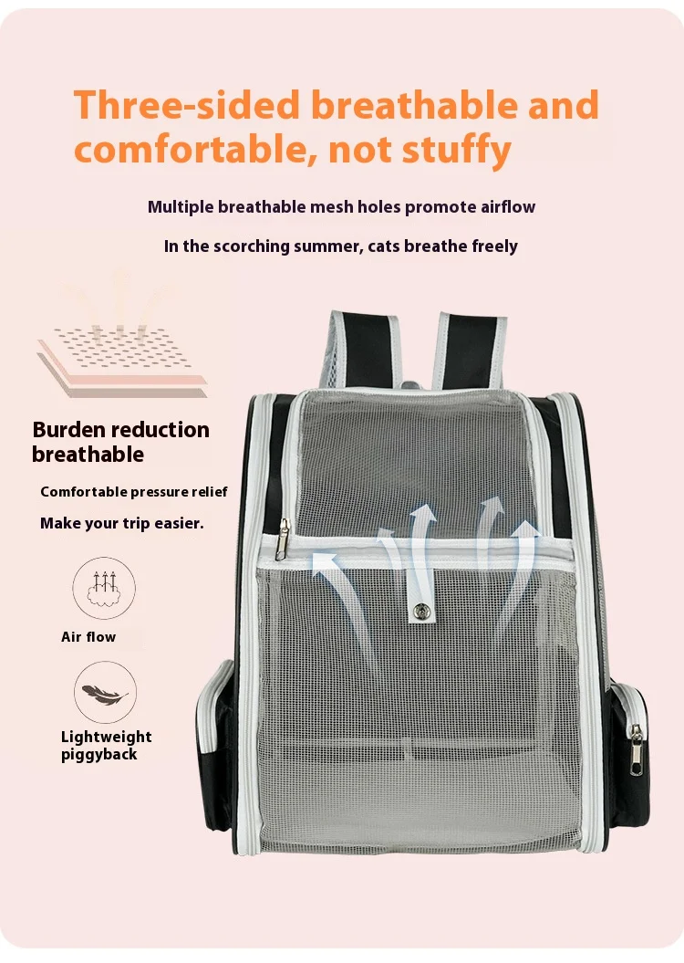 Practical, foldable cross-border pet bag. New style for cats and dogs, portable, breathable, spacious. Portable cat backpack.
