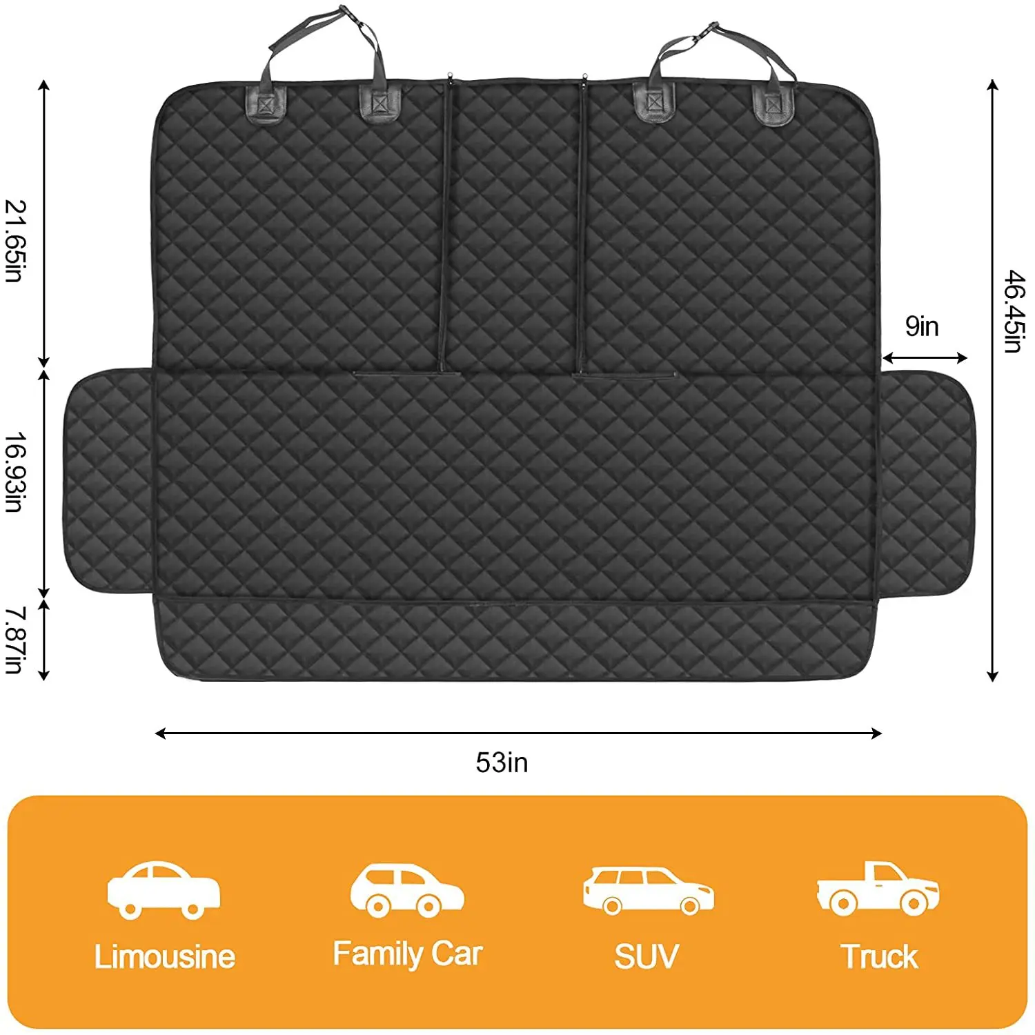 Dog Car Seat Cover 100% Waterproof Dog Seat Cover With Side Flaps Pet Seat Cover for Back Seat Black Carrier Hammock Convertible Dog Car Seat Cover 100% Waterproof Dog Seat Cover With Side Flaps Pet Seat Cover for Back Seat Black Carrier Hammock Convertible