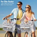Dog or Cat Bike Basket, Expandable Soft Sided Pet Carrier Backpack with 4 Open Doors, Foldable Dog Bike Carrier - Image 4