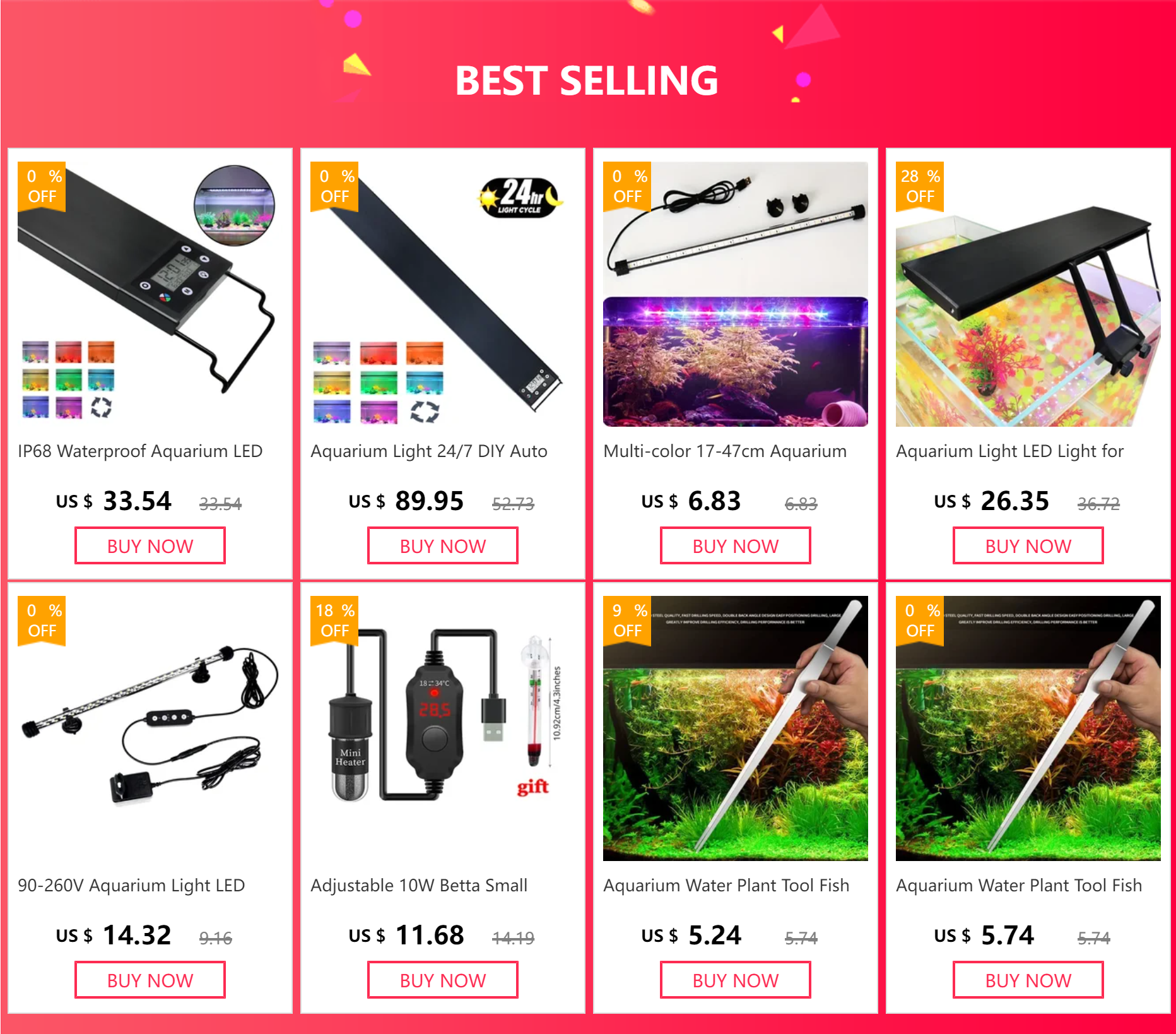 Multi-color 17-47cm Aquarium LED Lighting Submersible Mood Lamp USB Waterproof Fish Tank Decorative Plant Grow Light Accessories