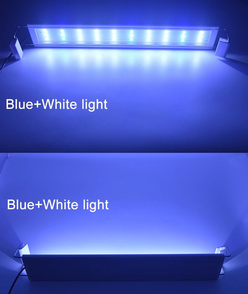 Aquarium LED Light Super Slim Fish Tank Aquatic Plant Grow Lighting Waterproof Bright Clip Lamp Blue LED 18-72cm for Plants 220v