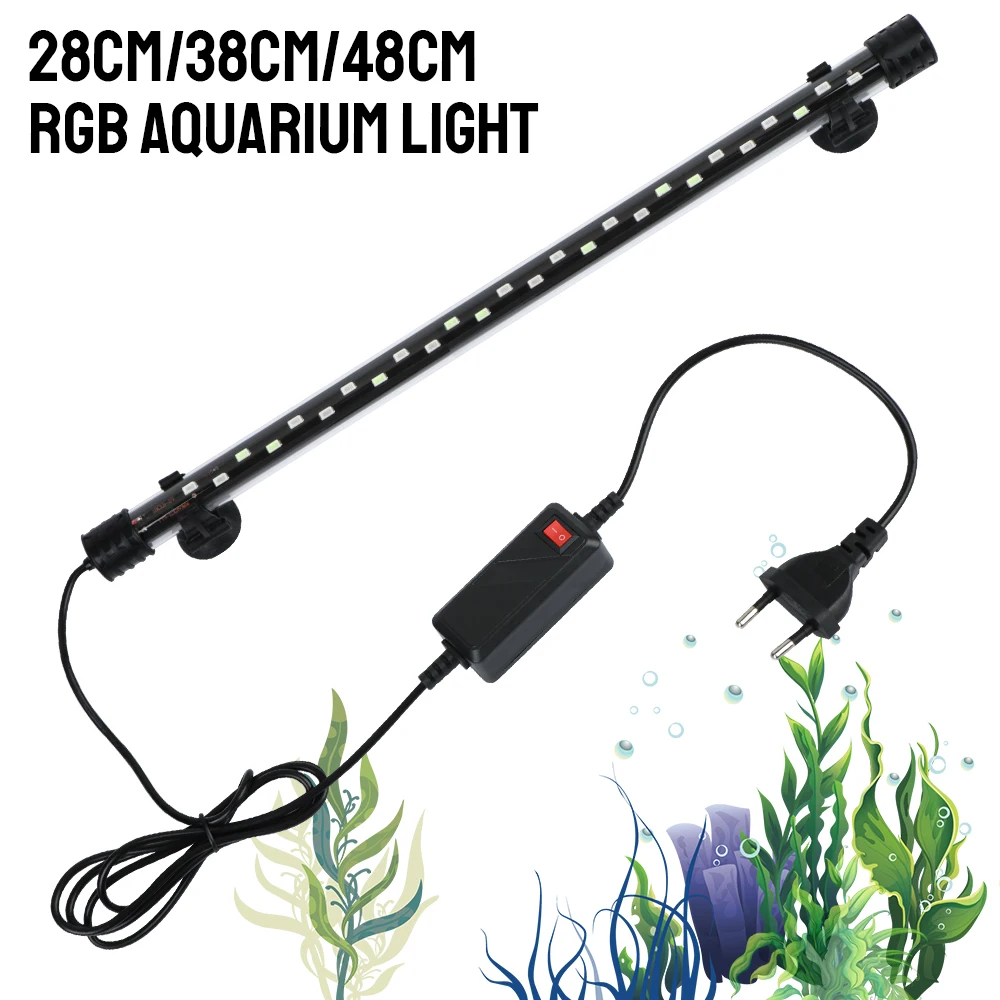 60329-gfwxyl.jpg Fish Tank Light Bar Underwater RGB EU Plug AC 90~260V Aquarium Submersible Lamp Waterproof 28/38/48cm - Image 1