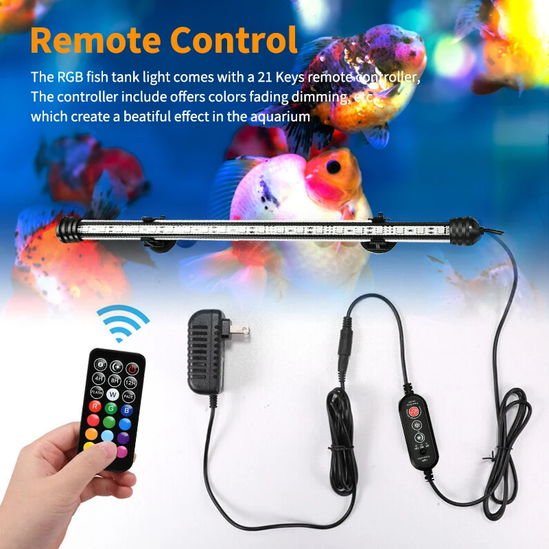 Aquarium 21 LED Light Remote Control Diving Lamp Plant Grow Lighting Underwater Fish Tank Light RGB Led Aquarium Accessories EU Aquarium 21 LED Light Remote Control Diving Lamp Plant Grow Lighting Underwater Fish Tank Light RGB Led Aquarium Accessories EU