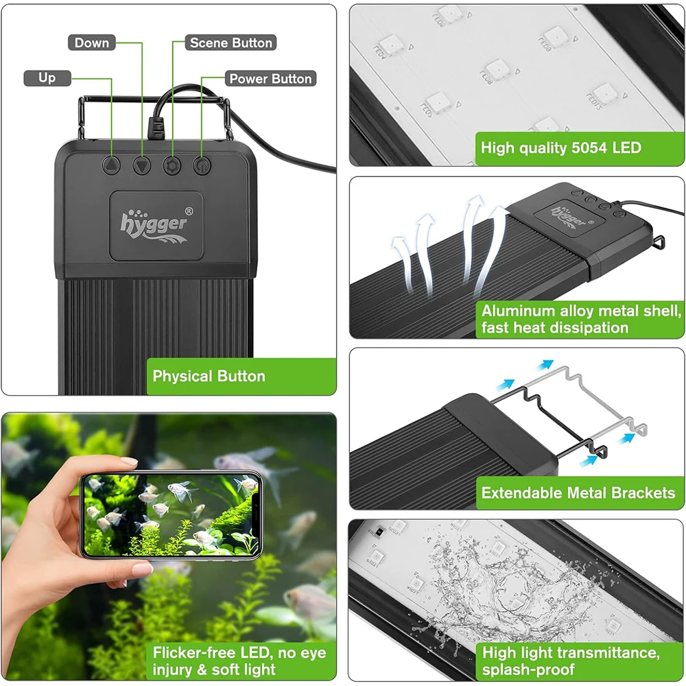 Smart Aquarium Light App Control Full Spectrum Fish Tank Light Bluetooth Coral Reef Lamp for Freshwater Saltwater Tank Lamps Smart Aquarium Light App Control Full Spectrum Fish Tank Light Bluetooth Coral Reef Lamp for Freshwater Saltwater Tank Lamps