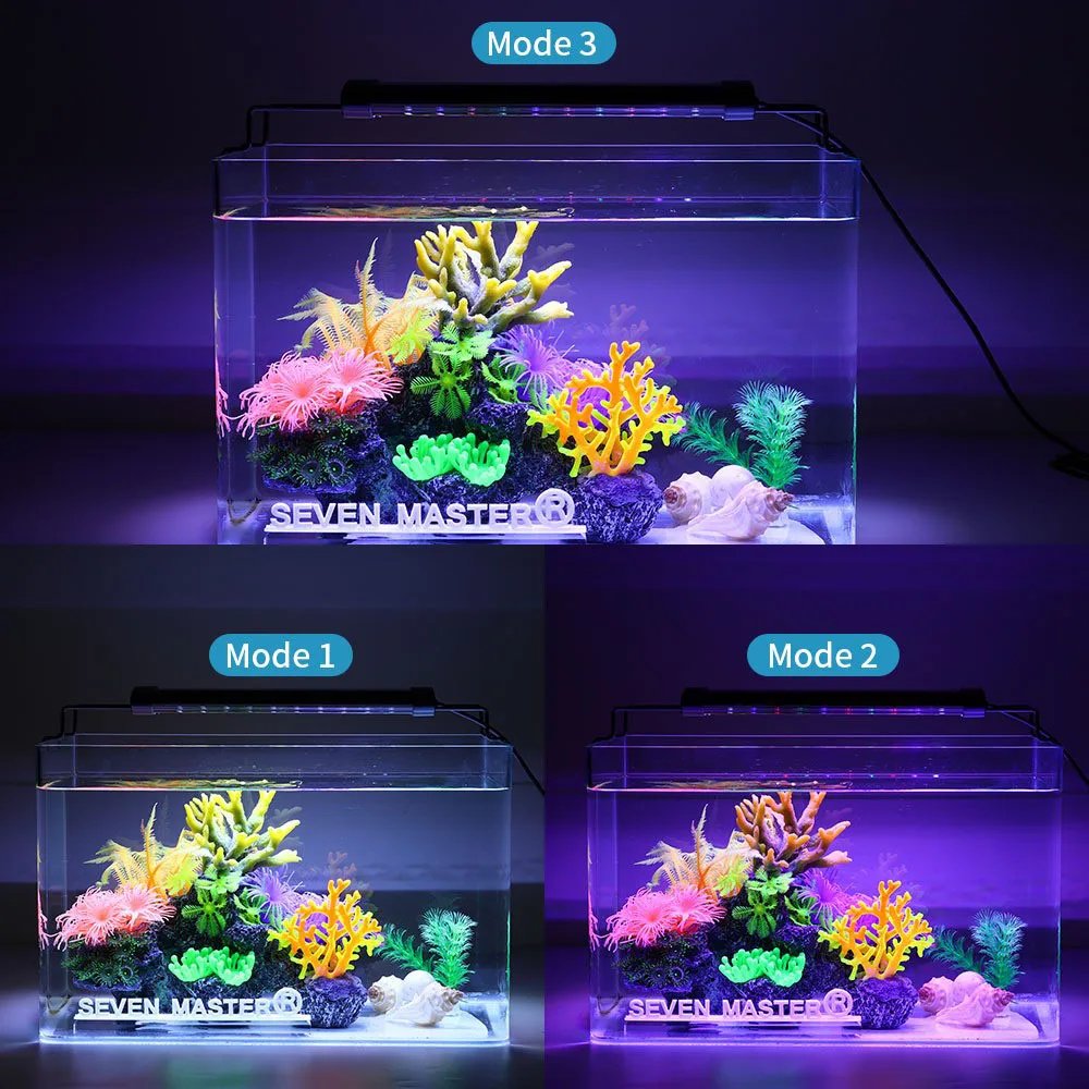 31-120cm Aquarium LED Light Super Slim Fish Tank Aquatic Plant Grow Lighting Waterproof Bright Clip Lamp RGB LED for Fish Tank
