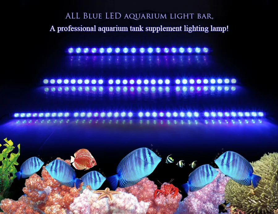 Populargrow 54W/81W/108W Aquarium Light with 470nm Blue Spectrum Leds Strip Light Beautiful Your Coral Reef Fish Tank Lamp