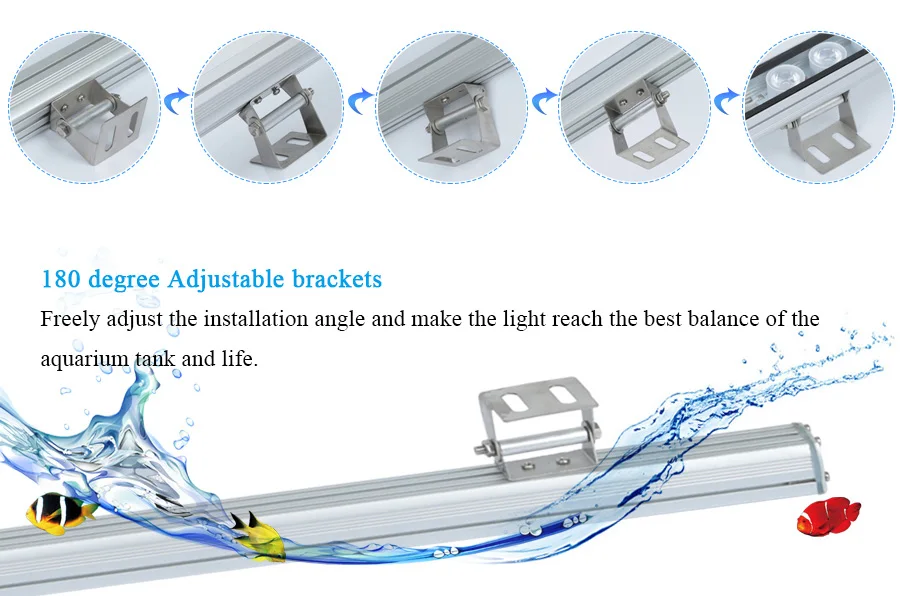 Populargrow 54W/81W/108W Aquarium Light with 470nm Blue Spectrum Leds Strip Light Beautiful Your Coral Reef Fish Tank Lamp