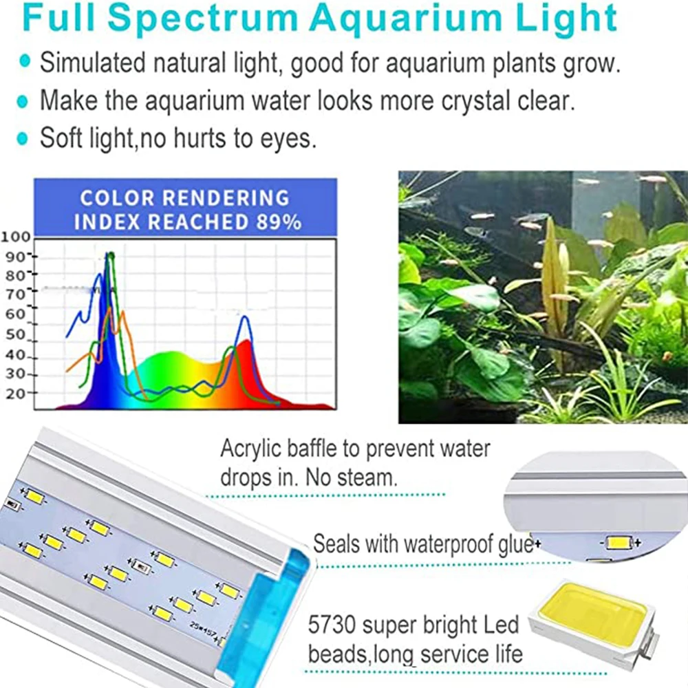 Ultra thin LED aquarium light aquatic plant light expandable clip on light 18-75CM fish tank 220-240V Ultra thin LED aquarium light aquatic plant light expandable clip on light 18-75CM fish tank 220-240V