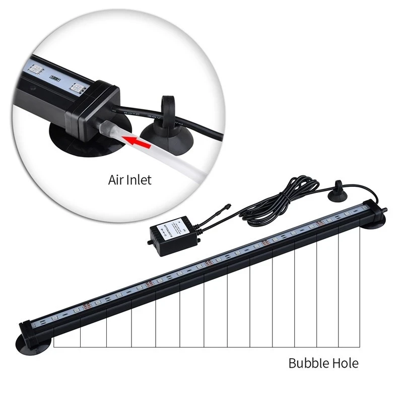 LED Air Bubble Light Aquarium Lamp Underwater Submersible Fish Tank Light Color Changing Making Oxygen for Fish Tank