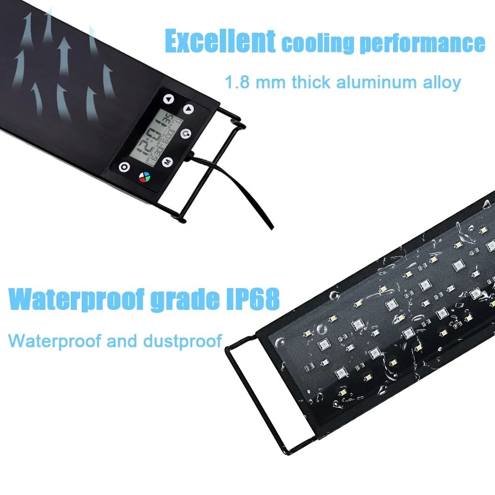 120cm Aquarium LED Light with Full Spectrum Dimmer Plant Growth Fish Tank Decoration 24/7 DIY Auto On Off 7 Colors Freshwater