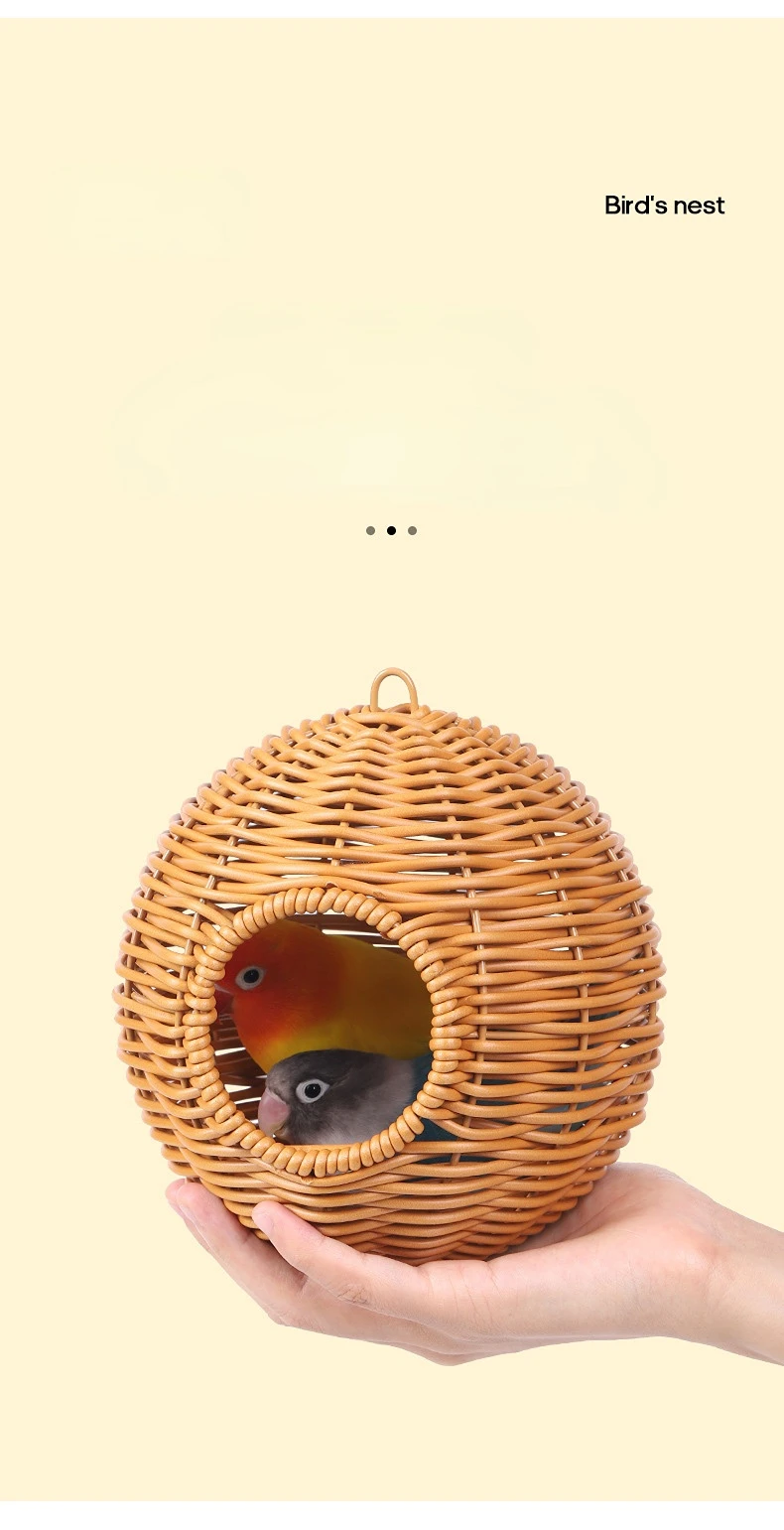 Bird Nest Fake Grass Handwoven Bird Cage House Parrot Canary Lovebird Parakeet Cockatiel Fake Hand-Woven Grass Hatching Bird Hut