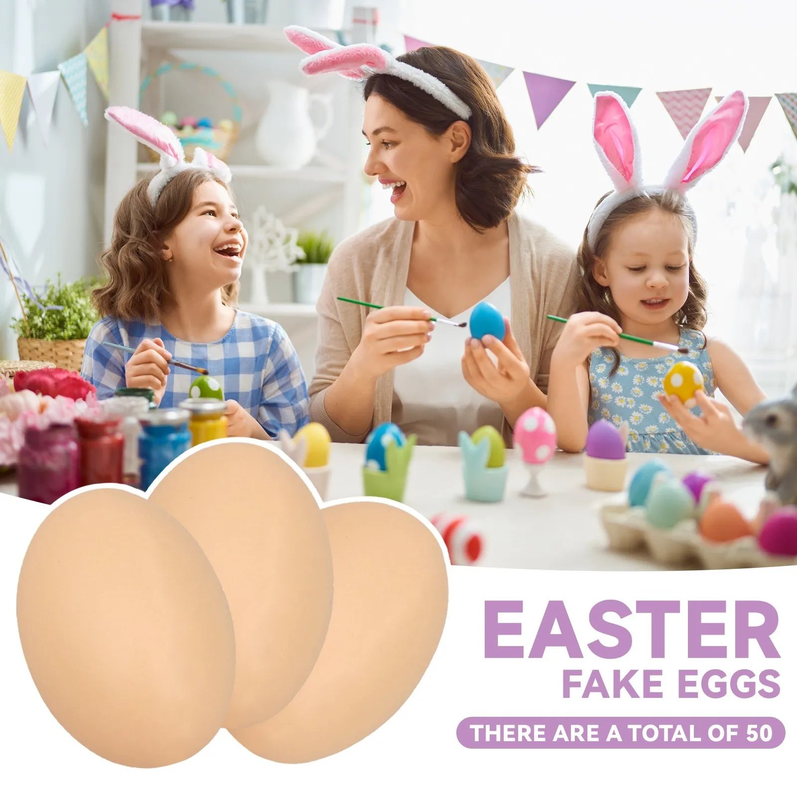 50Pcs Plastic Eggs Chicken House Small Fake Eggs Farm Animal Supplies Cages Accessories Guide Chicken Nest Egg Painting