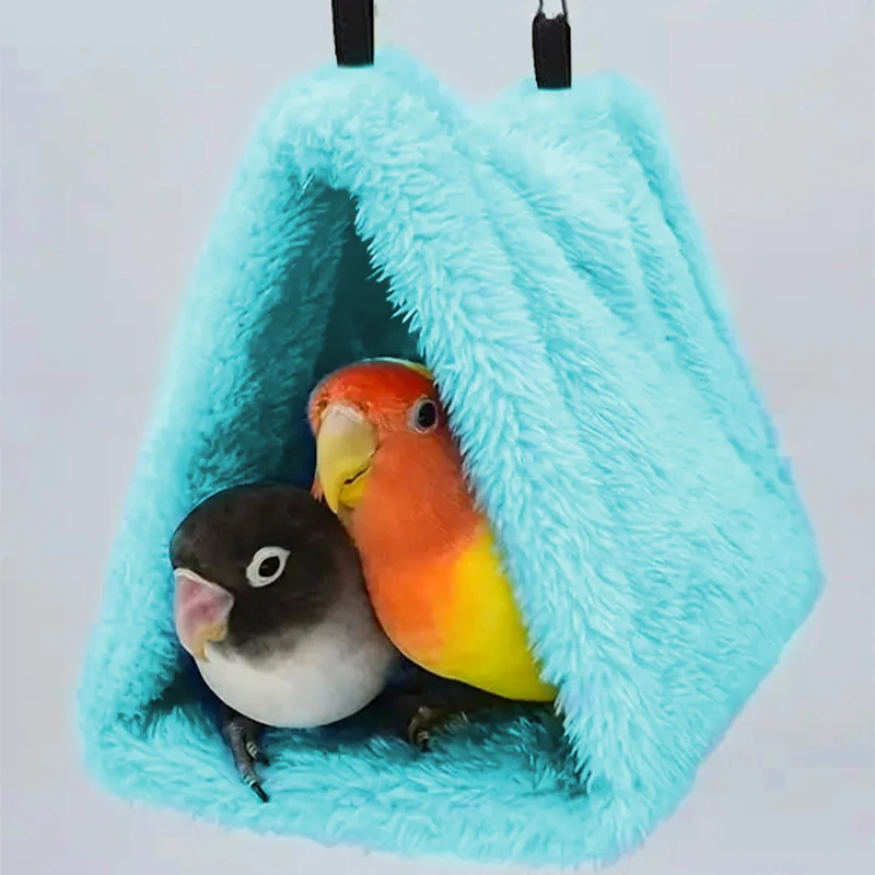 61722-4bf1i0.jpg Winter Pet Bird Parrot Cages Warm Plush Hammock Hut Tent Bed Hanging Cave for Sleeping and Hatching Bird Accessories - Image 1