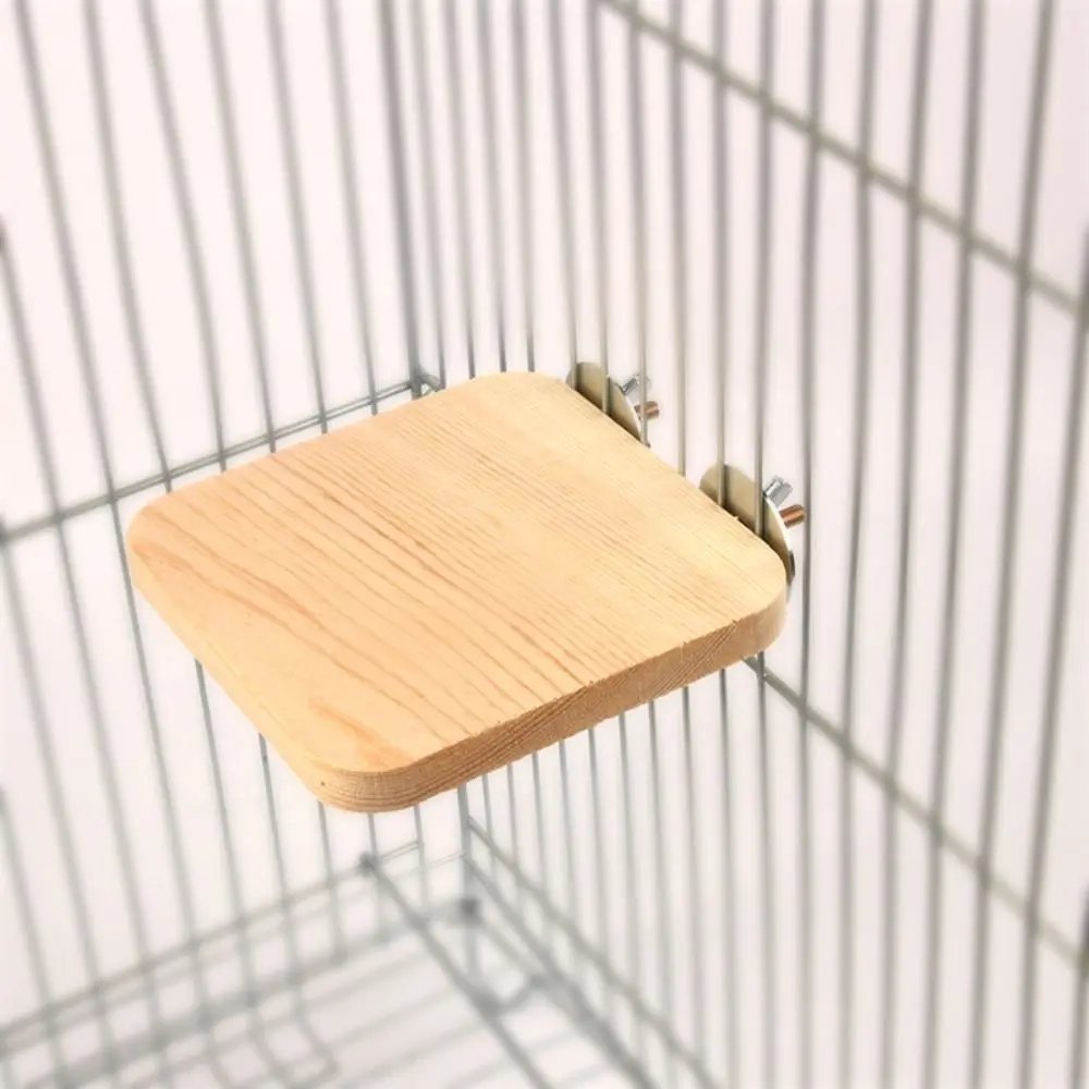 Wood Square Stand Platform Cage Board Hamster Chinchilla Pet Springboard Hamster Branch Perches for Bird Cage Toys
