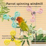Interactive Parrot Rotating Windmill Toy Bird Cage Toy For Parrots Rotating Treat Dispenser For Mental Stimulation Entertainment