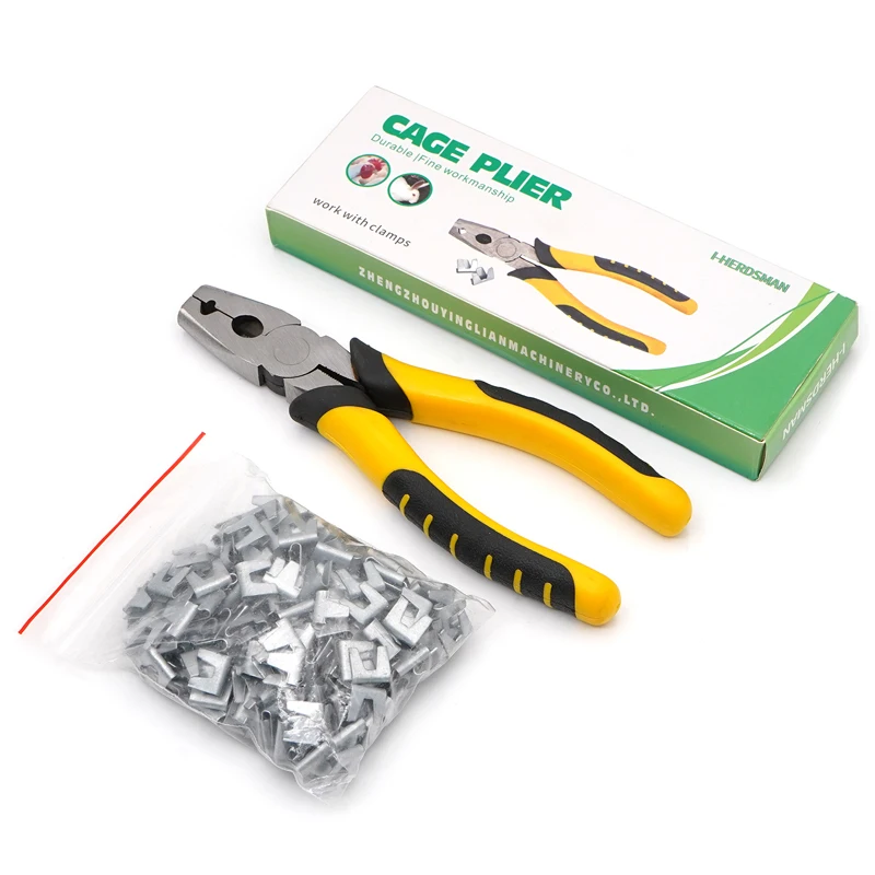 62145-e8cwdt.jpg Pet Cage Installation Repair Clamp Chicken Quail Bird Rabbit Clamp Pliers Nail Cage Buckle Clips Plier Nail 300 Nails 1 Plier - Image 1