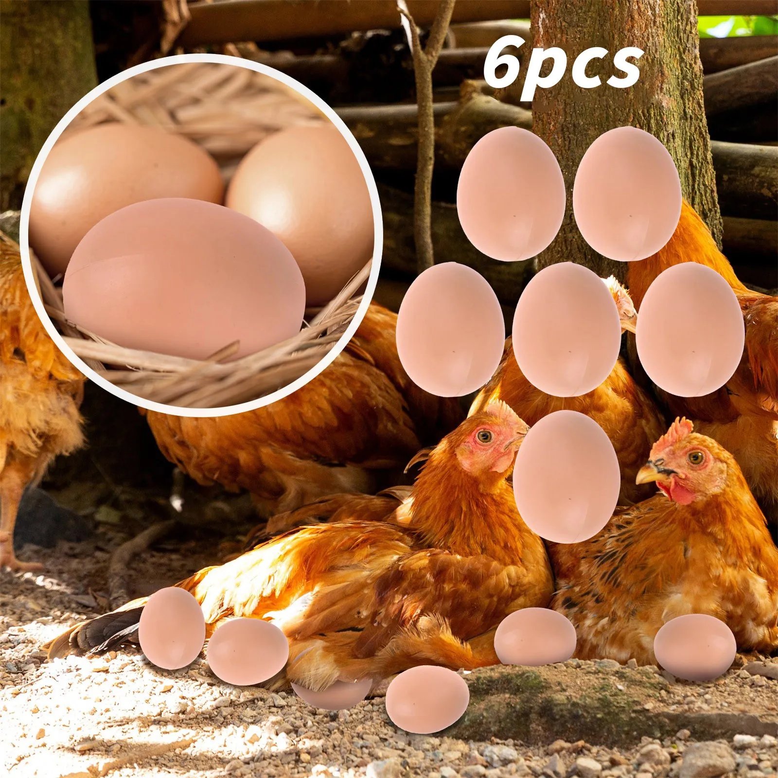 6pcs Plastic Eggs Chicken House Small Fake Eggs Farm Animal Supplies Cages Accessories Guide Chicken Nest Egg Painting