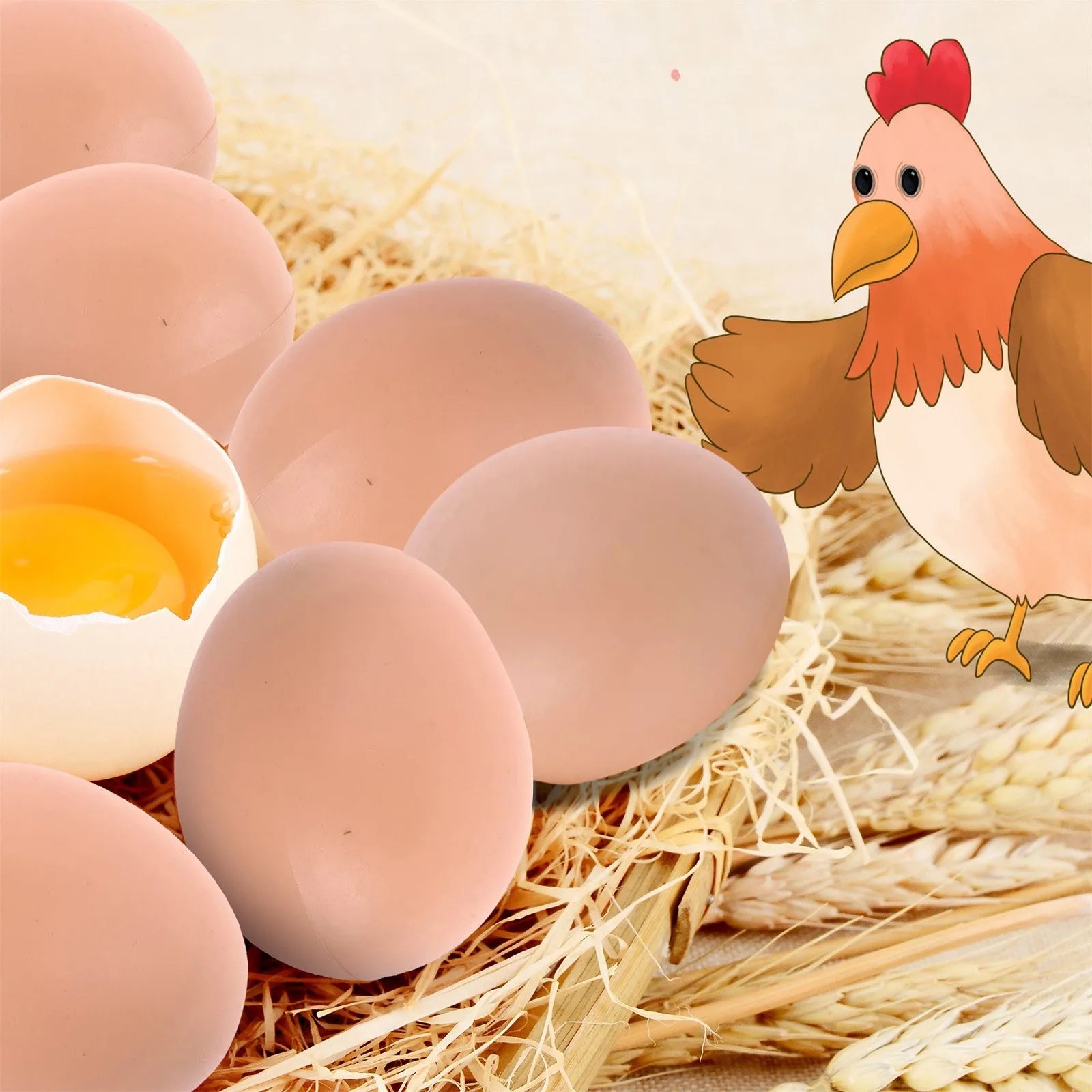 6pcs Plastic Eggs Chicken House Small Fake Eggs Farm Animal Supplies Cages Accessories Guide Chicken Nest Egg Painting