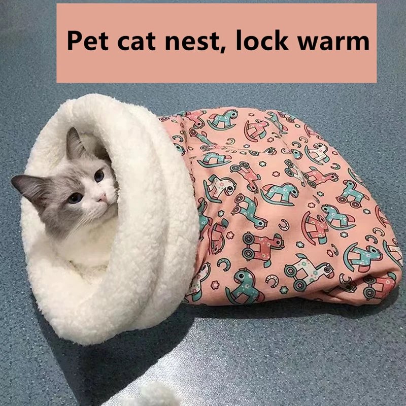 Autumn and winter warm cat kennel, closed cat bed, cute cat sleeping bag, Christmas essential pet supplies