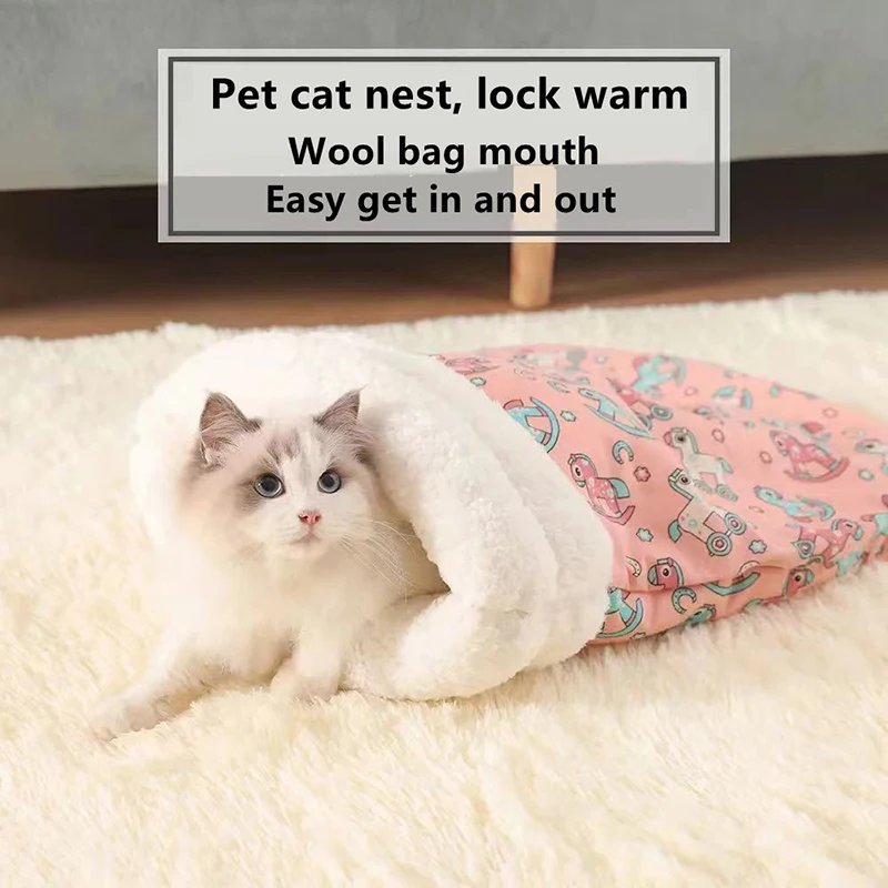 Autumn and winter warm cat kennel, closed cat bed, cute cat sleeping bag, Christmas essential pet supplies