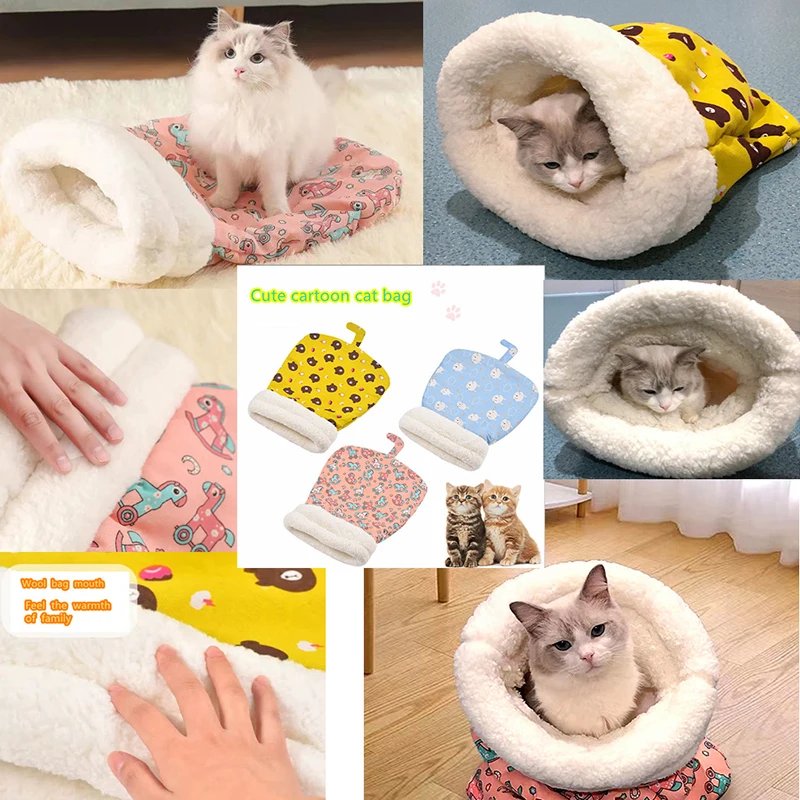 Autumn and winter warm cat kennel, closed cat bed, cute cat sleeping bag, Christmas essential pet supplies